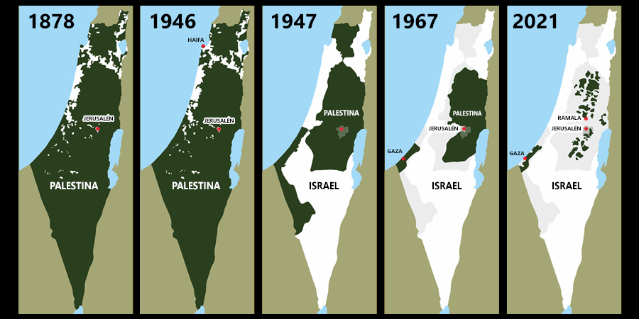 Mapa anexión israelí de Palestina